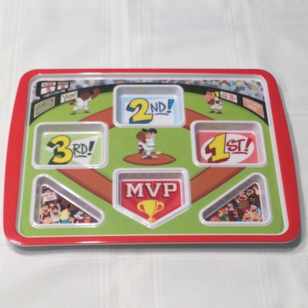Baseball Plastic Compartment Plate Unisex